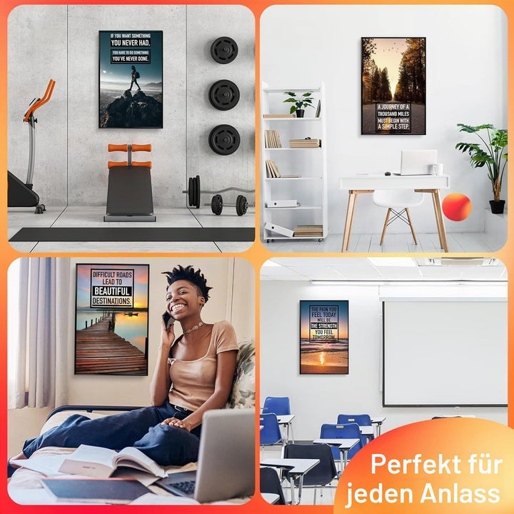Throwbacktraits Motivierende Wandkunst auf Leinwand, 6 inspirierende Drucke mit erhebenden Sprüchen