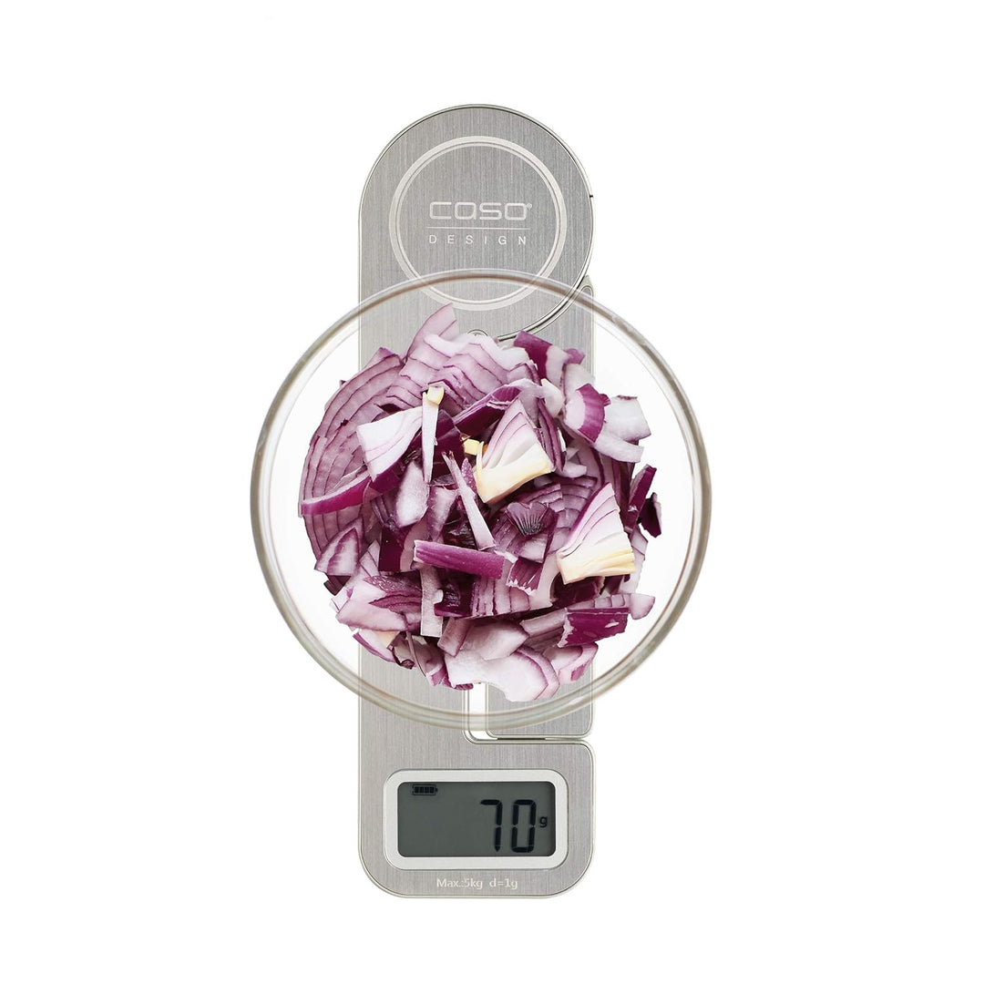 Caso Kitchen Ecostyle - Design Küchenwaage, digitale Küchenwaage mit kinetischer Energie, keine Batt