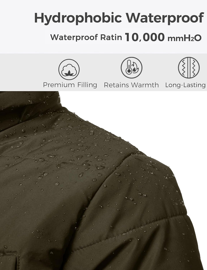 Wantdo Herren Winter Warme Jacke Wasserabweisend Outdoor Jacke Gesteppte Parka Baumwolle Polsterung