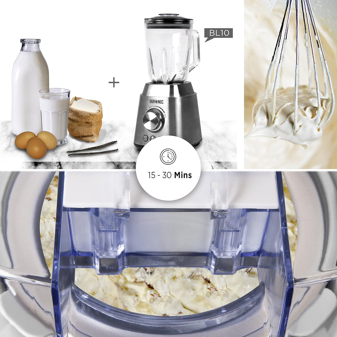 Duronic IM540 Eismaschine | Gefrierbehälter mit 1,5 L Fassungsvermögen | fertiges Dessert in 15-30 M