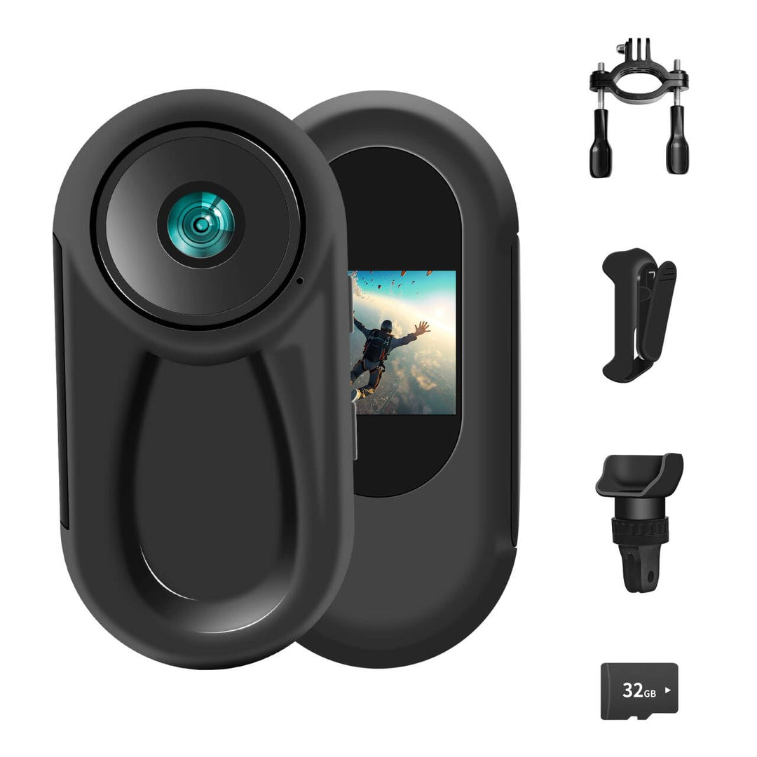 360°Action Cam 1080P Magnetische Taschen-Daumenkamera 120° Weitwinkel Action Kamera, Motorrad Bodyca