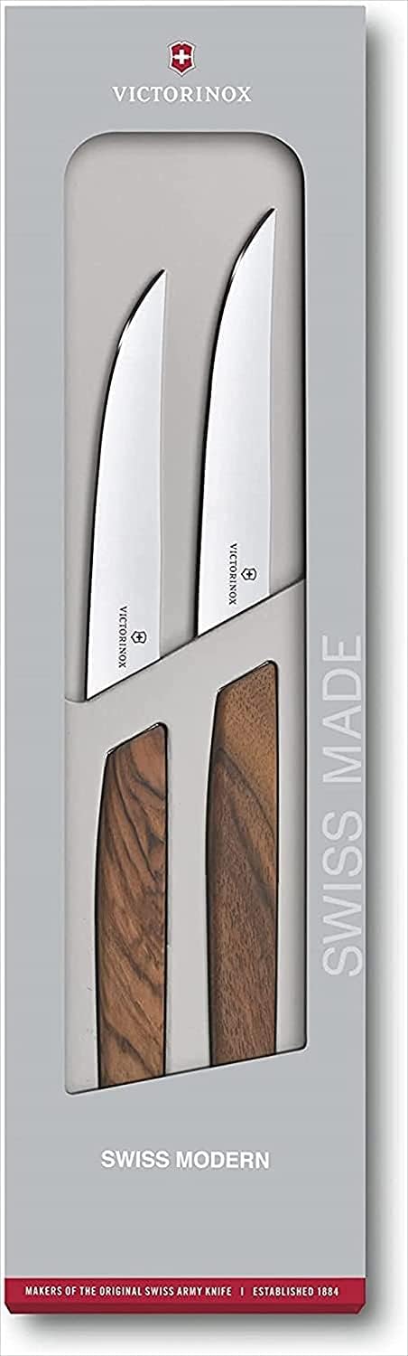 Victorinox, Swiss Modern, Profi Steakmesser-Set, 2-teilig, Extra Scharfe Klinge, gerader Schliff, 12