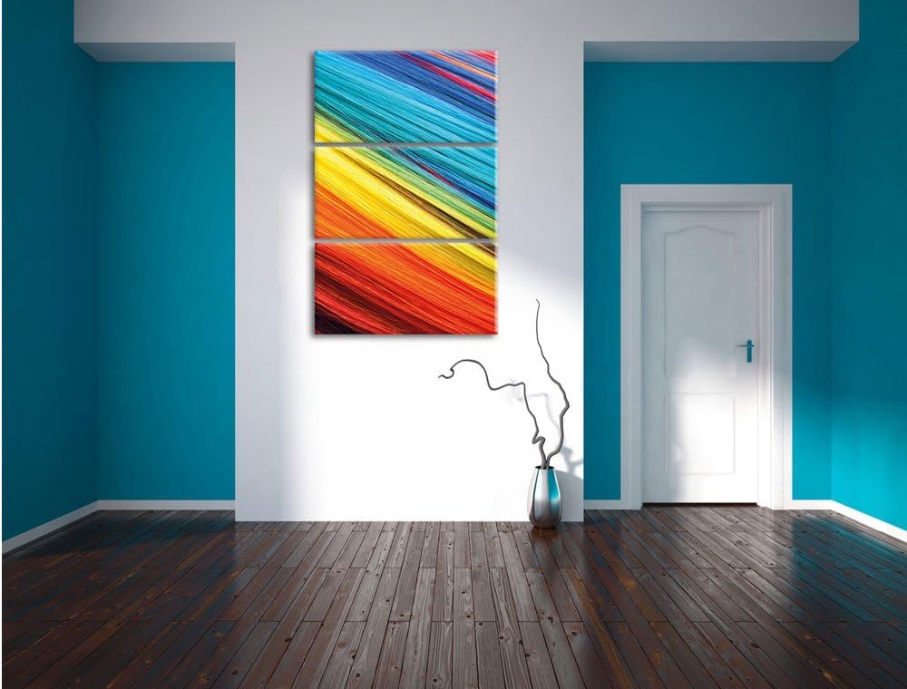 Pixxprint Bunte Streifen 3-Teiler Leinwandbild 120x80 Bild auf Leinwand