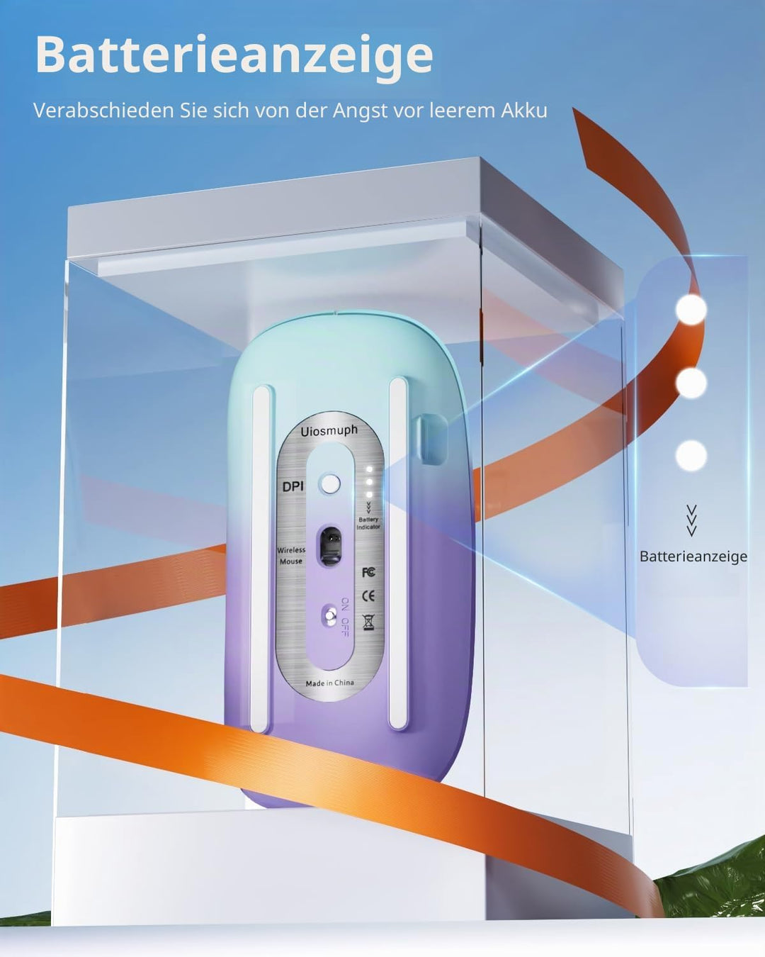 Uiosmuph G11 kabellos Maus, Leise USB-C aufladbar Mouse,Grün und Lila, Grün und Lila