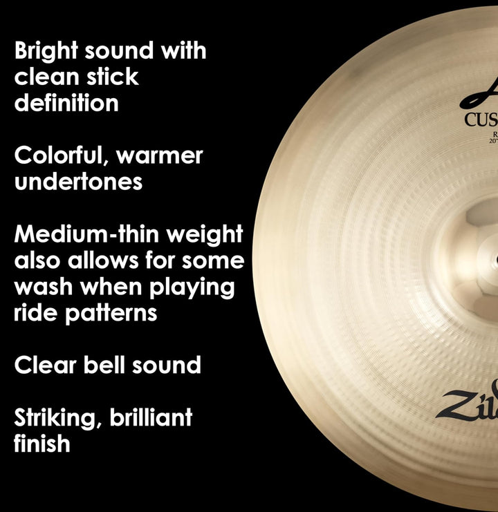 Zildjian A Custom Series - 20" Ride Cymbal - Brilliant finish 20 Zoll Ride, 20 Zoll Ride