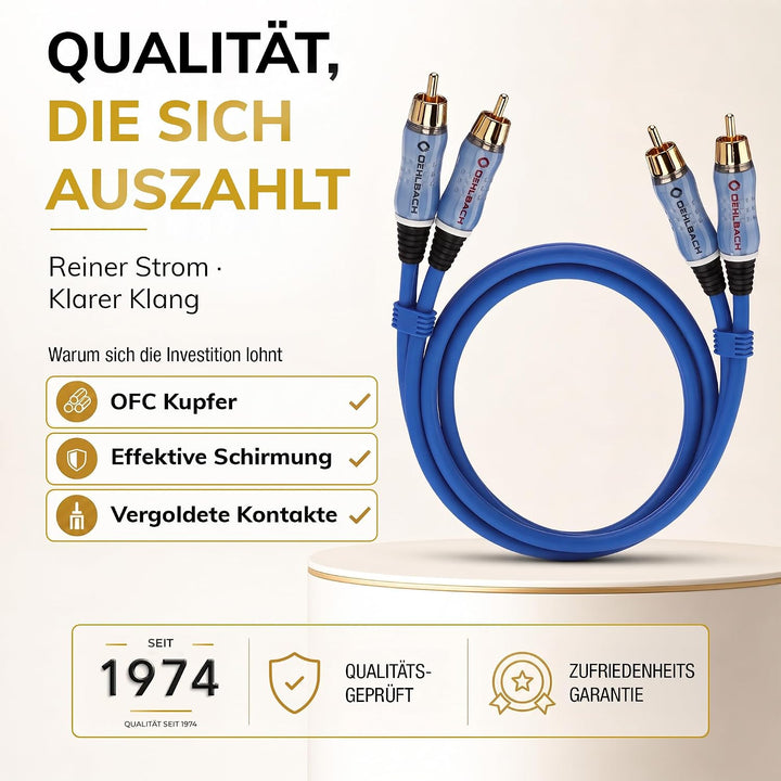 Oehlbach Beat - Stereo Audiokabel - Cinch-Kabel Set für CD-Player &amp; Verstärker (effektive Schirmung