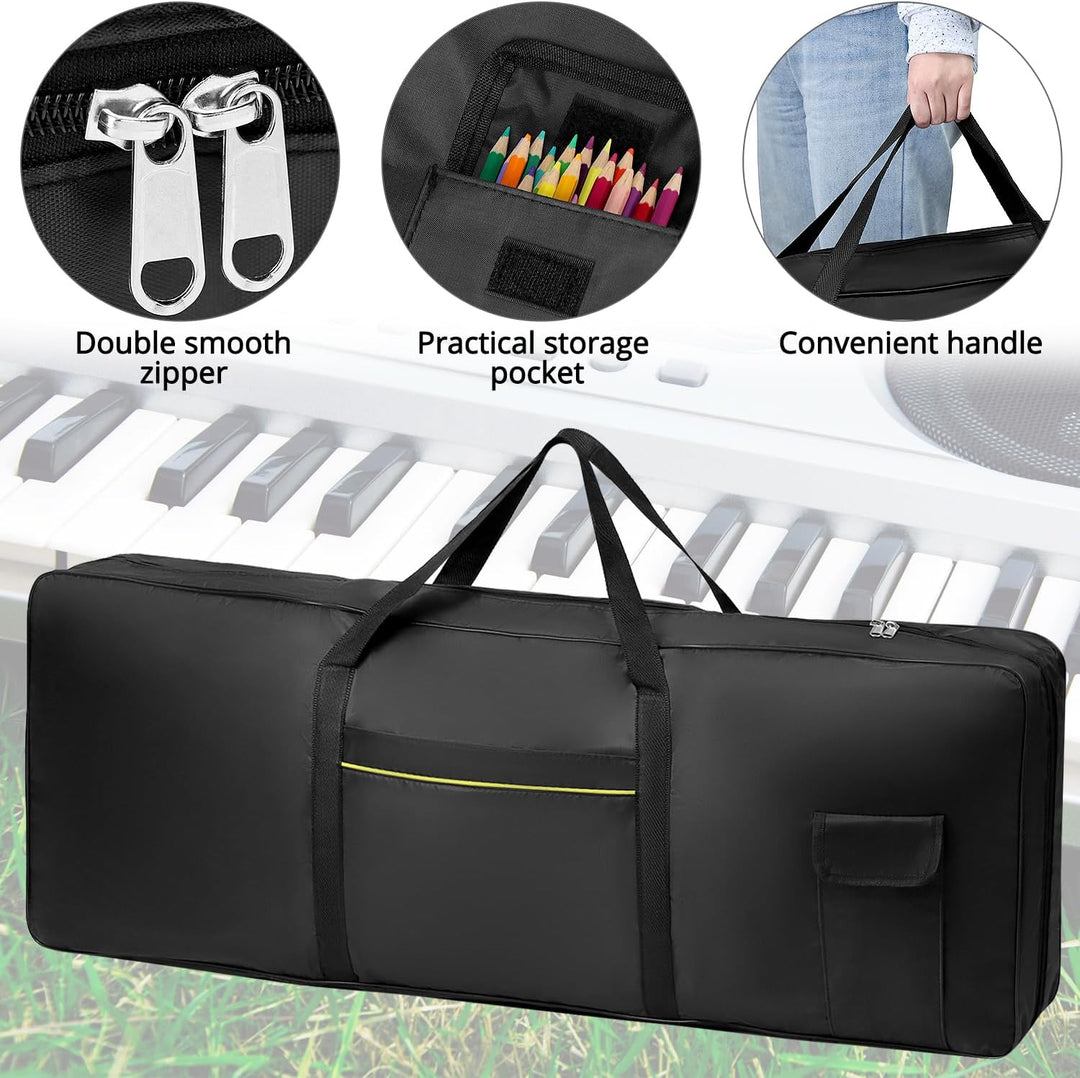 QWORK® Keyboard Tasche für 61 Tasten, 600D Oxford 100 x 39 x 13 cm Piano Keyboardtasche Tragbar mit