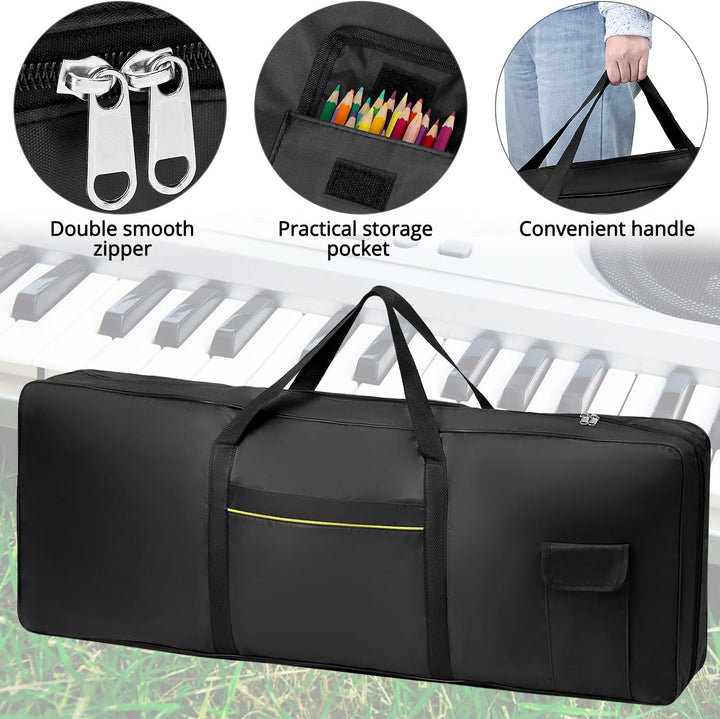 QWORK® Keyboard Tasche für 61 Tasten, 600D Oxford 100 x 39 x 13 cm Piano Keyboardtasche Tragbar mit