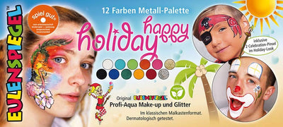 Eulenspiegel 212240 - Schminkpalette Happy Holiday, vegan, Schminkset, Kinderschminken, Karneval, Fa