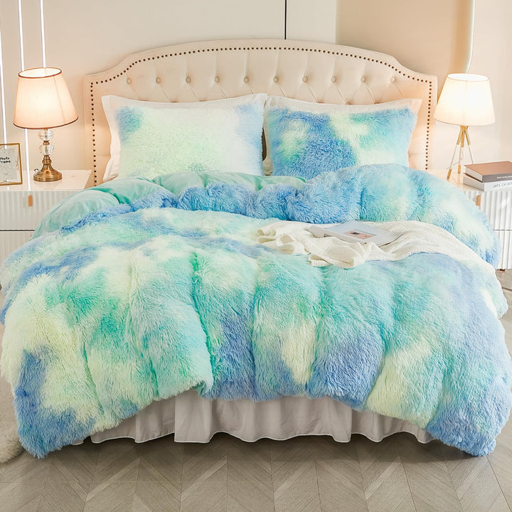 EMME Plüsch Bettwäsche Set 220x240cm Biber Flauschige Bettdecke Set für Bett Shaggy und Plüsch weich