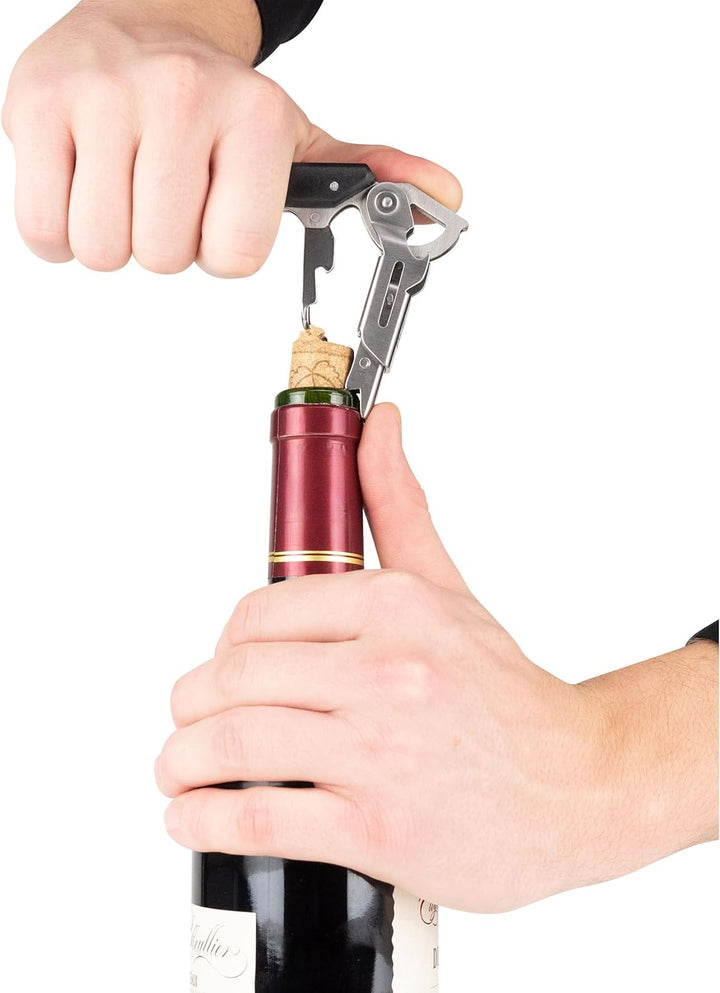 Peugeot Korkenzieher mit Kapselschneider, Flaschenöffner und Befestigungsring, Clavelin, Edelstahl/A