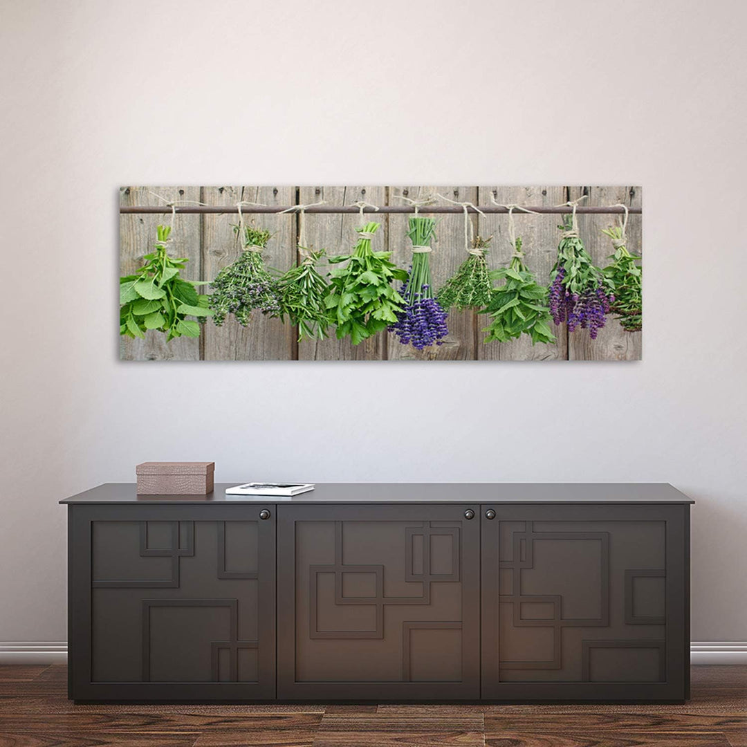Feeby Bilder Kräuter Pflanzen 100x40 cm Wohnzimmer Schlafzimmer Büro Flur Küche Wandbilder Modern Bi