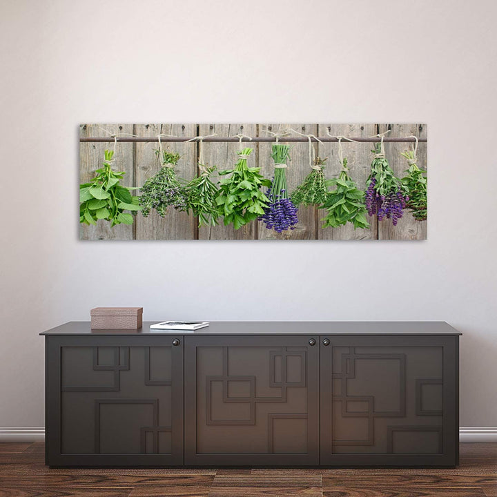 Feeby Bilder Kräuter Pflanzen 100x40 cm Wohnzimmer Schlafzimmer Büro Flur Küche Wandbilder Modern Bi