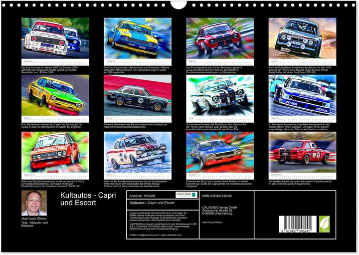 Kultautos - Capri und Escort (Wandkalender 2026 DIN A3 quer), CALVENDO Monatskalender: Autos mit spo