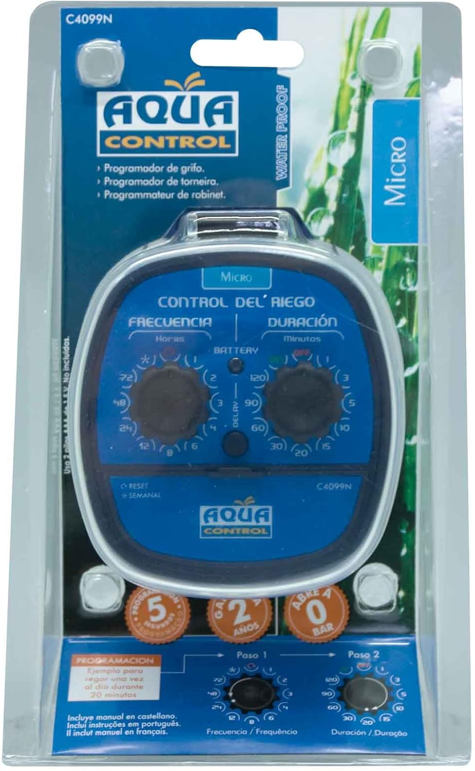 Aqua Control C4099N Bewässerungsprogrammierer, für alle Arten von Hähnen, Öffnung bei 0 bar