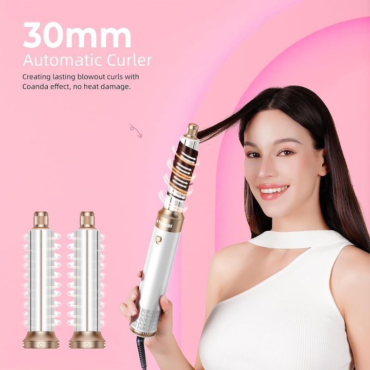 Atopskins Airbrush Haarstyler 6 in 1 Hair Styler Air Styler set mit 1000W Rundbürste, Warmluftbürste