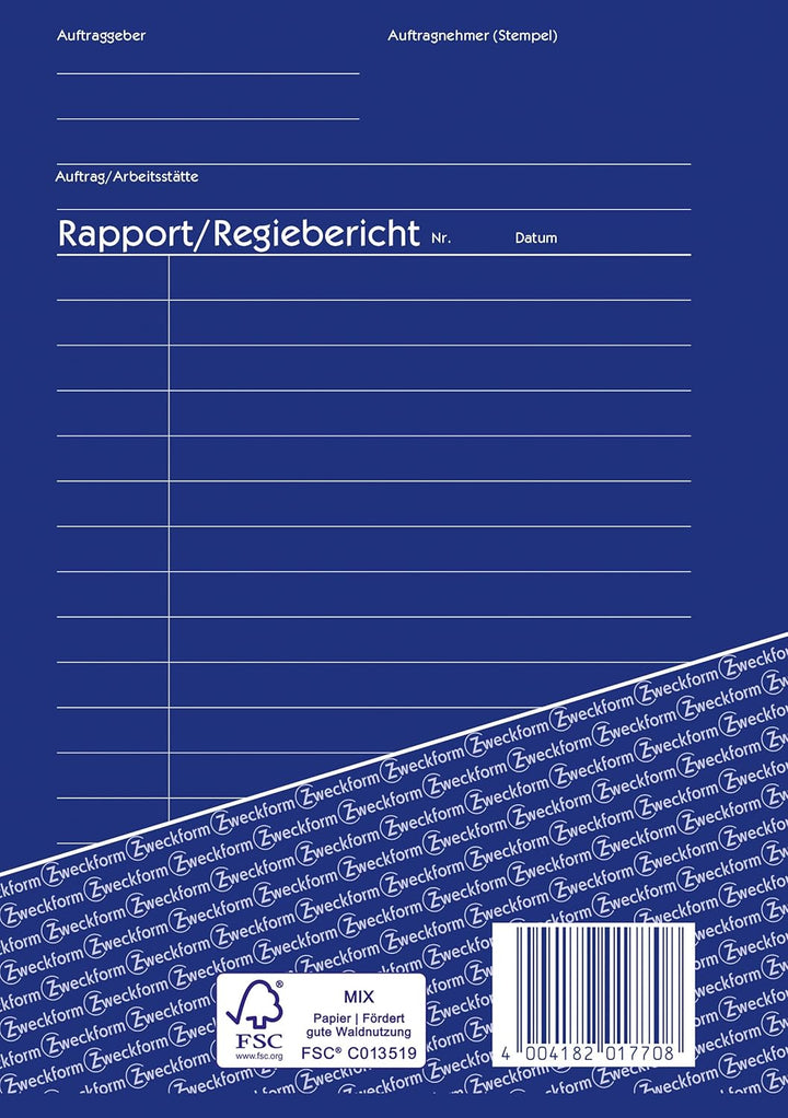 AVERY Zweckform 1770-10 Rapport/Regiebericht (A5 selbstdurchschreibend, von Rechtsexperten geprüft,