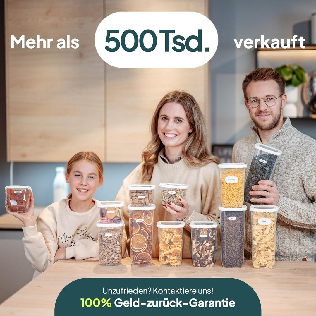 UANDU 24er Vorratsdosen Set (8x1.75L+8x1.2L+8x0.55L) Vorratsdosen mit deckel BPA frei Kunststoff Vor