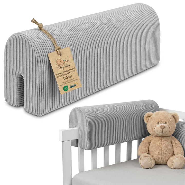 Bettkantenschutz für Kinderbetten Cordstoff 50 cm - Schutz für Bettrahmen Baby Bett rausfallschutz f