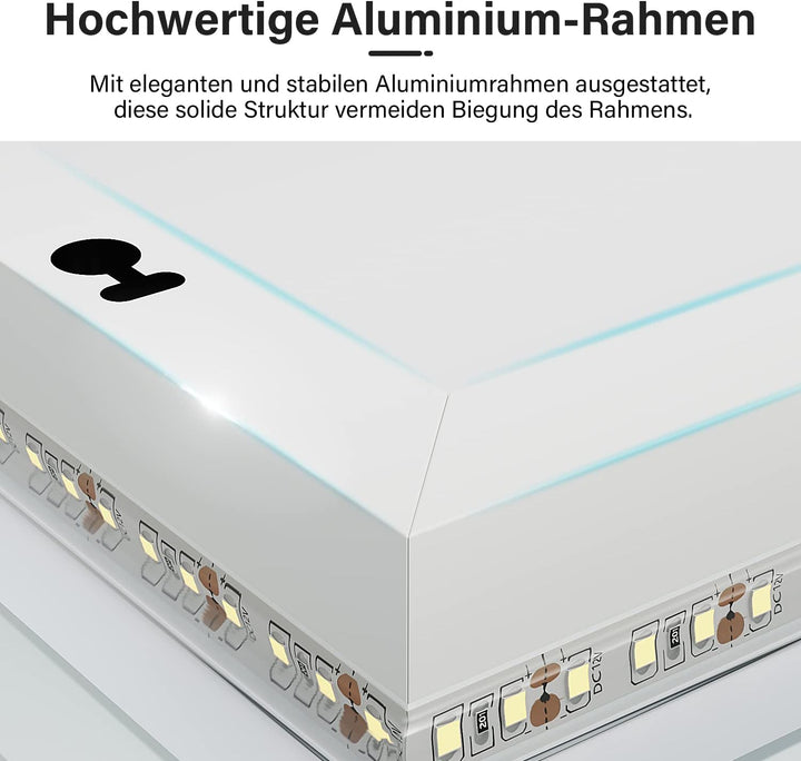 SUNXURY Badspiegel mit Beleuchtung 60 x 80cm WandSchalter Lichtspiegel Horizontale und vertikale Auf