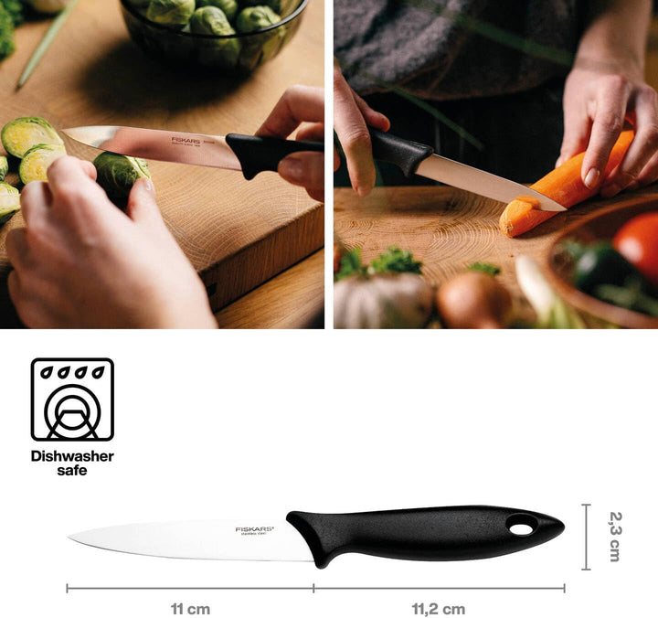 Fiskars Messer-Set (3-teilig), Kochmesser gross, Gemüsemesser, Tomatenmesser, Klingenlängen: 21 cm,