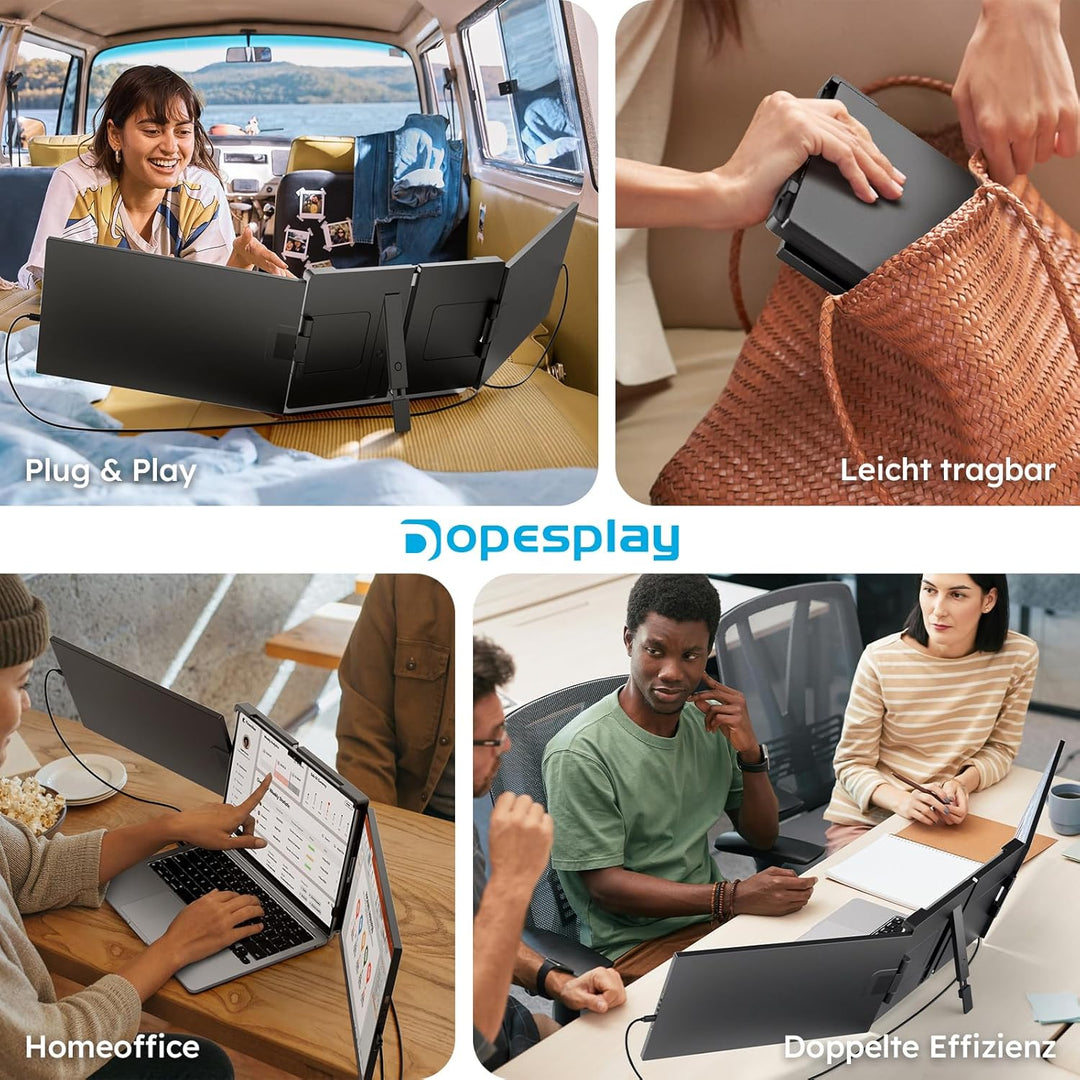 15.6" Laptop Screen Extender, FHD 1080P IPS Laptop Bildschirm Erweiterung, Plug & Play Triple Displa