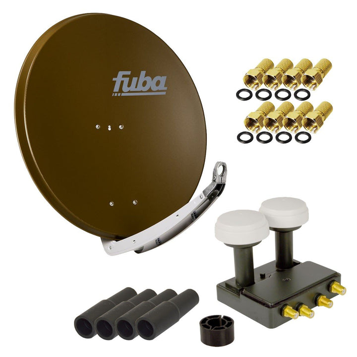 FUBA 4 Teilnehmer Astra Hotbird Digital SAT Anlage DAA 850 B ALU Braun PremiumX Quad Monoblock LNB 8
