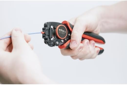 Wiha Profi Quetschzange Crimpzange mit 360° drehbarem Crimpkopf I Vierkant Vercrimpung I autom. Anpa
