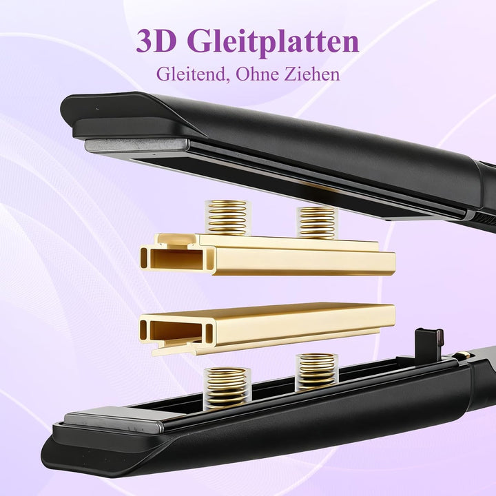 Bestauty Glätteisen 110x40mm: Breit-Keramik-Floatplatten(glatt gleiten), 15 Temperaturen (80-230℃),