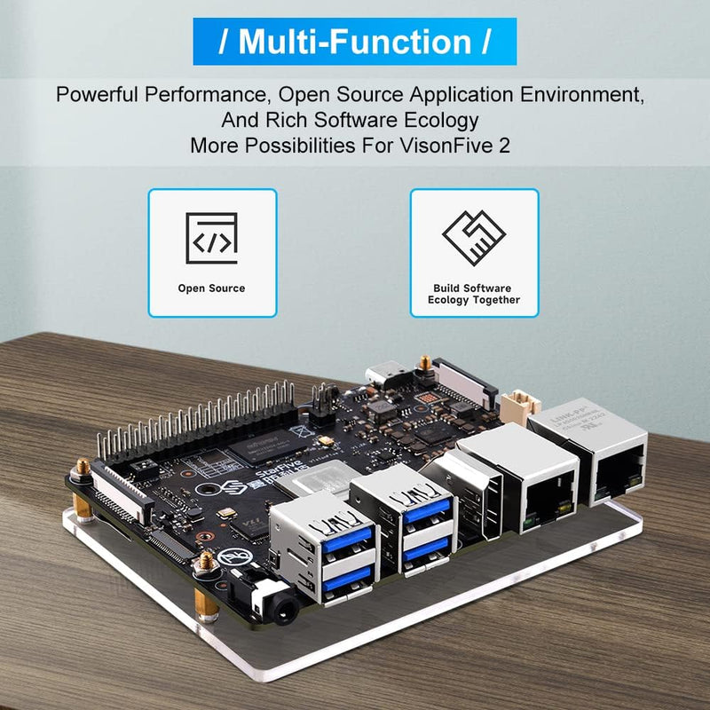 GeeekPi VisionFive2 8GB Starter Kit,VisionFive2 RISC-V Single Board Computer,StarFive JH7110 Process