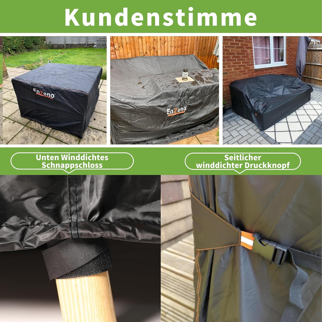 Enzeno Abdeckung Gartenmöbel Wasserdicht,300X250X100cm Gartenmöbel Abdeckplane,420D Oxford Gewebe Lo
