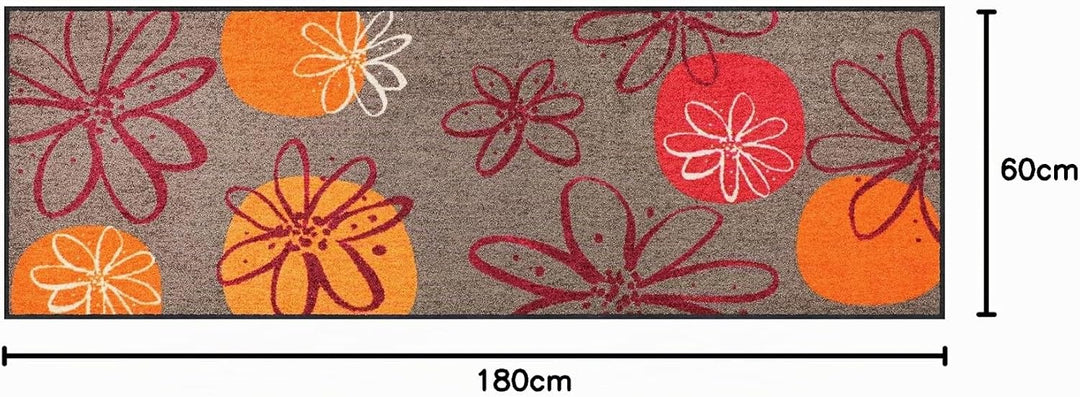 Erwin Müller Fussmatte Koblenz, Schmutzfangmatte, Fussabtreter rutschhemmend, Blumenmotiv braun/rot