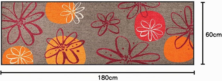 Erwin Müller Fussmatte Koblenz, Schmutzfangmatte, Fussabtreter rutschhemmend, Blumenmotiv braun/rot
