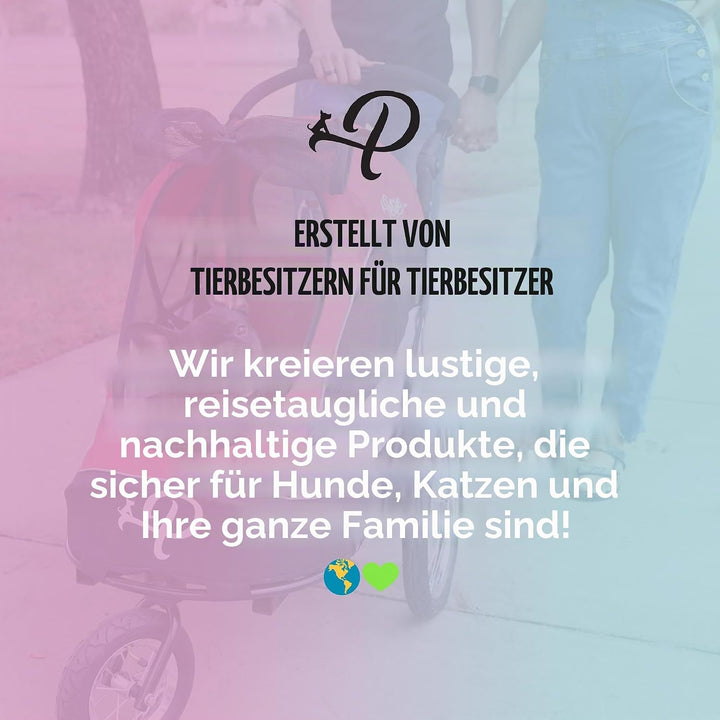 Petique Trailblazer Jogger Hundebuggy Space Gray mit Reifenpumpe, Regenhülle, Fahrrad-Adapter &amp; Sich