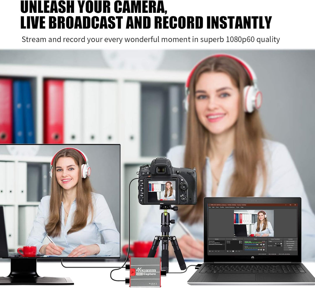 TreasLin Capture Card 4K,USB 1080P 60FPS Video Capture Karte,HDMI Passthrough Arbeiten mit DSLR Xbox