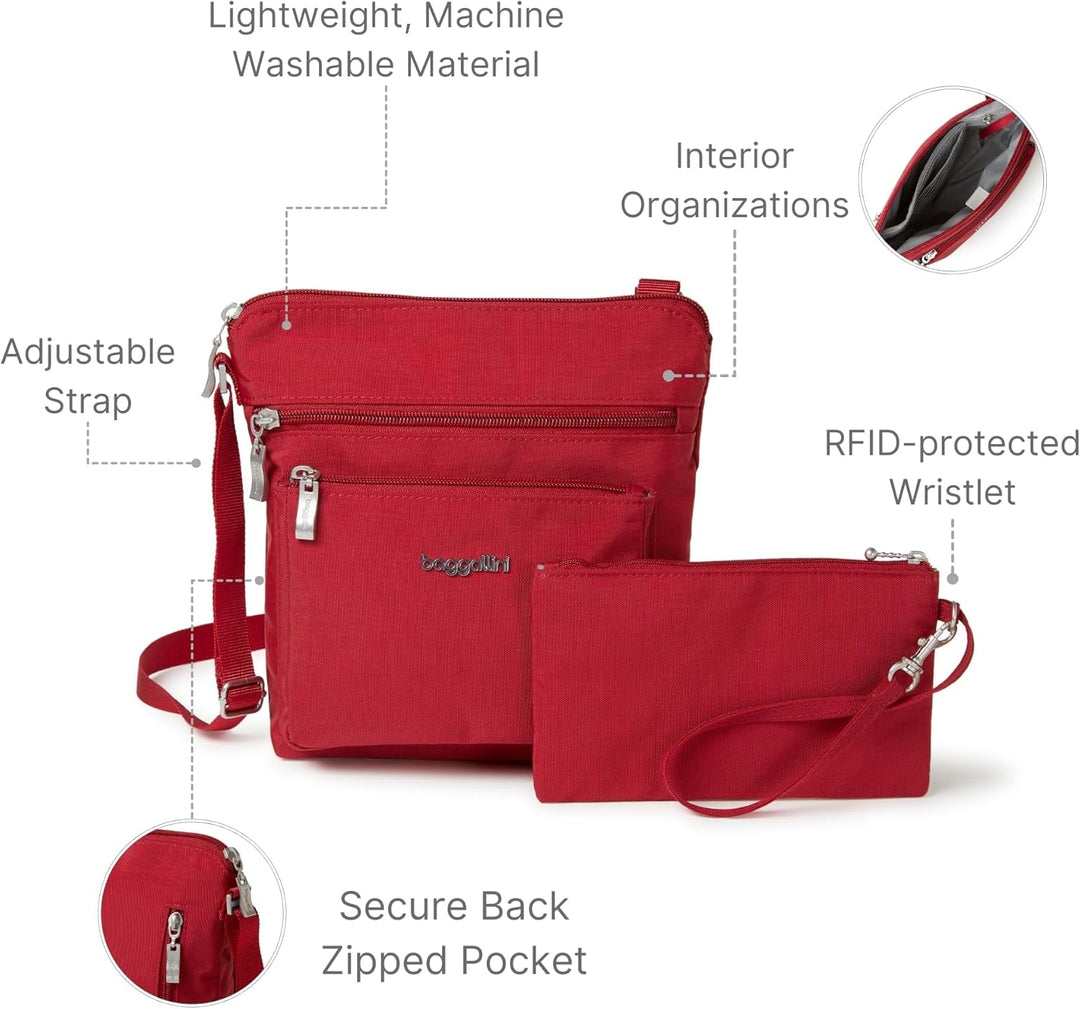 Baggallini Damen Pocket Crossbody Umhängetaschen Apfel, Apfel