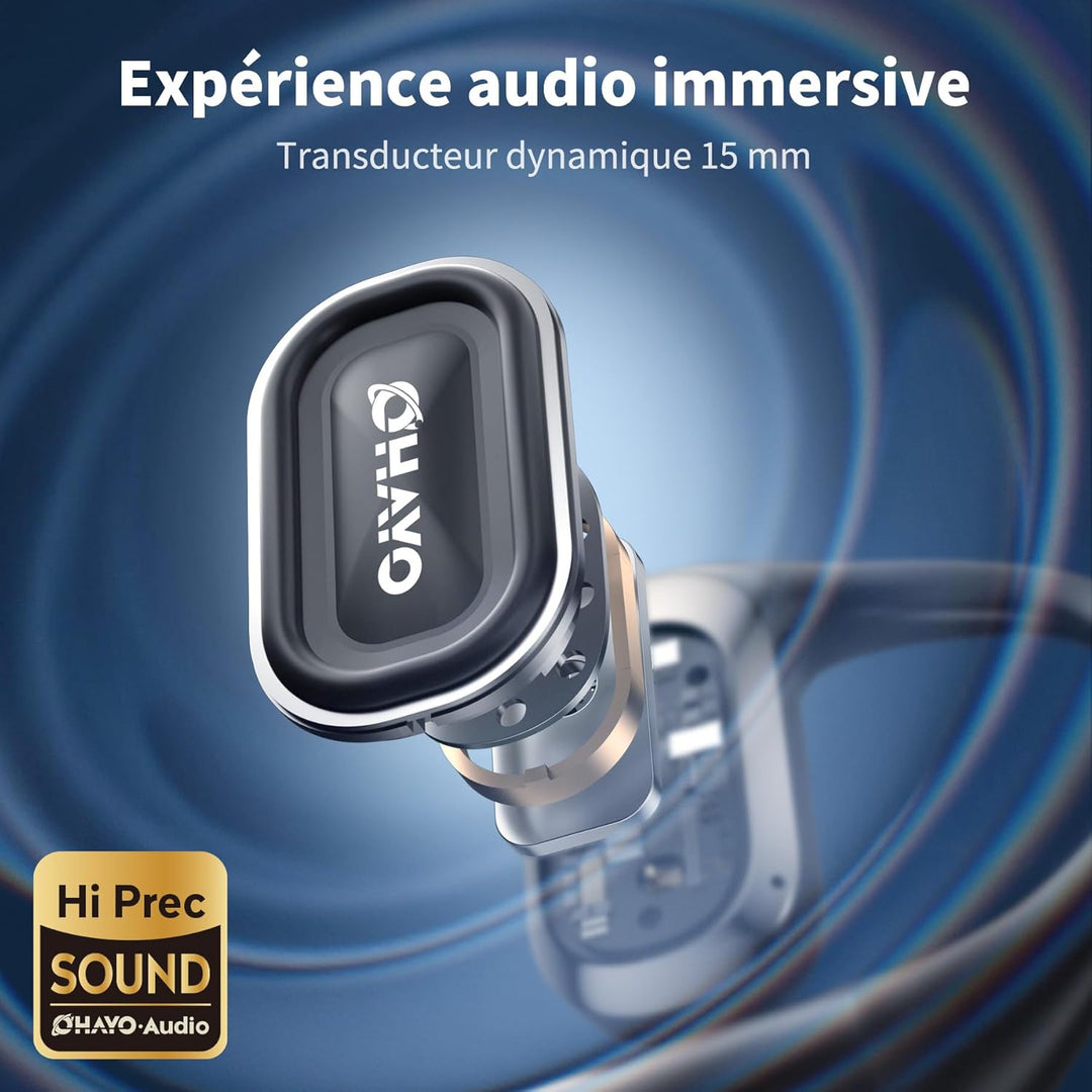 OHAYO Open Ear Kopfhörer Komfortabel, Bluetooth Kopfhörer Sport, 40h Wiedergabe, Fester Halt, Starke