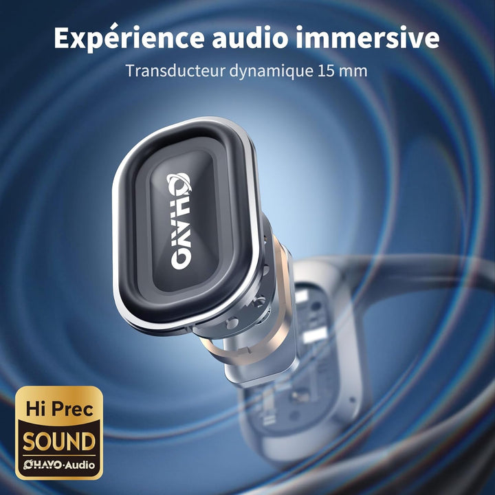 OHAYO Open Ear Kopfhörer Komfortabel, Bluetooth Kopfhörer Sport, 40h Wiedergabe, Fester Halt, Starke