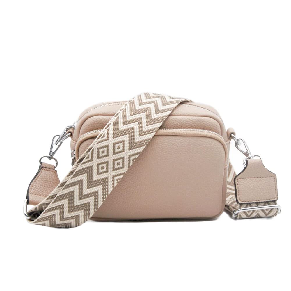 FASHION YOU WANT Crossbody Bag Damen Leder Breiter Gurt Handtasche Umhängetasche Moderne Taschen mit