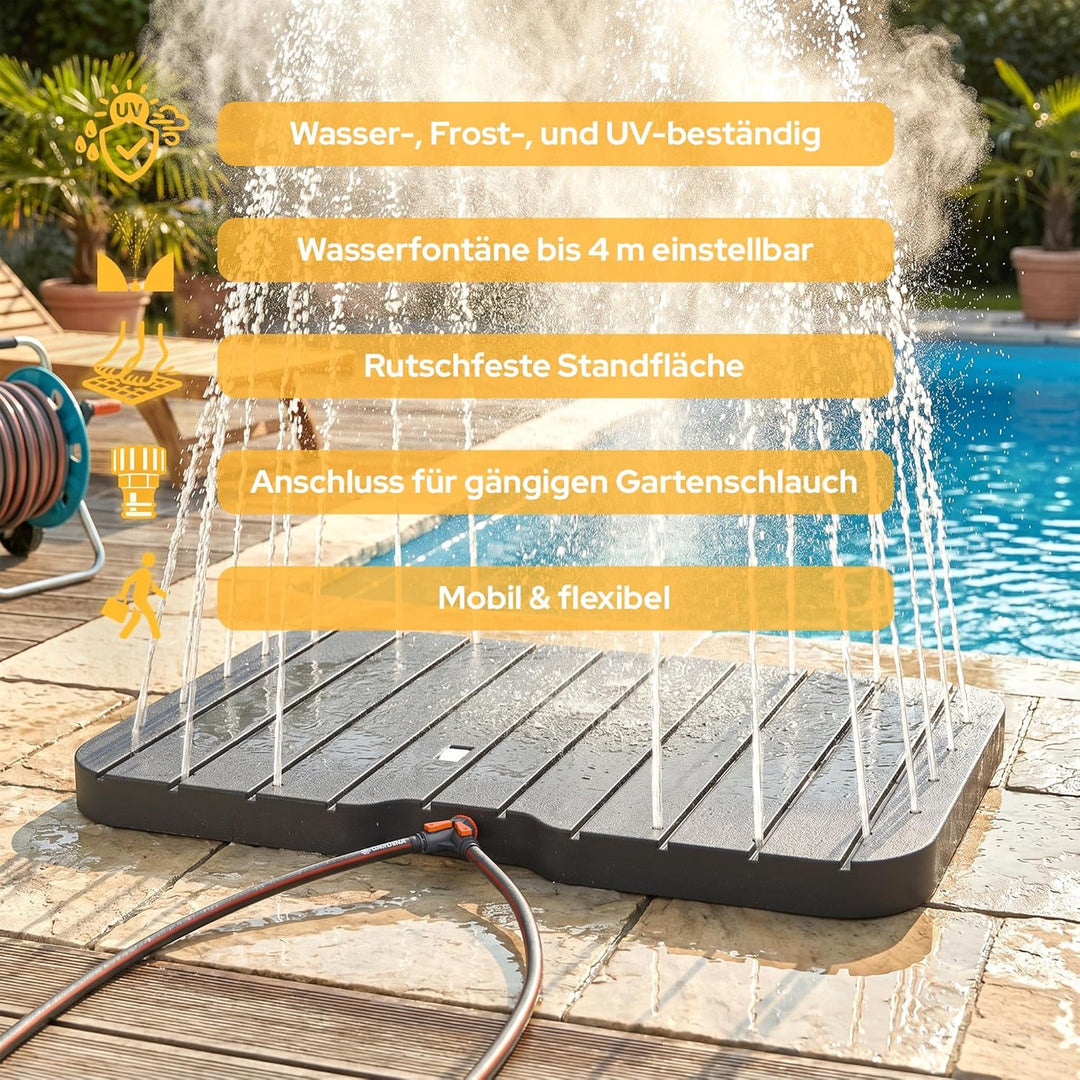 Arebos Bodendusche Garten | Outdoor Dusche Fussrad 4m Fontänenhöhe | Gartendusche Warm- & Kaltwasser