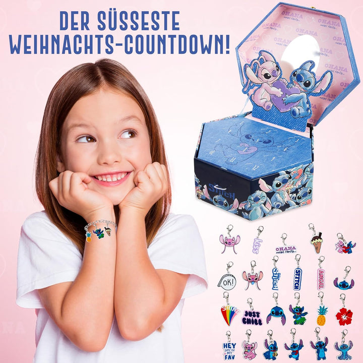 Disney Stitch Adventskalender 2023, Mädchen Charm Armband Weihnachten Countdown Kalender (Stitch Jew