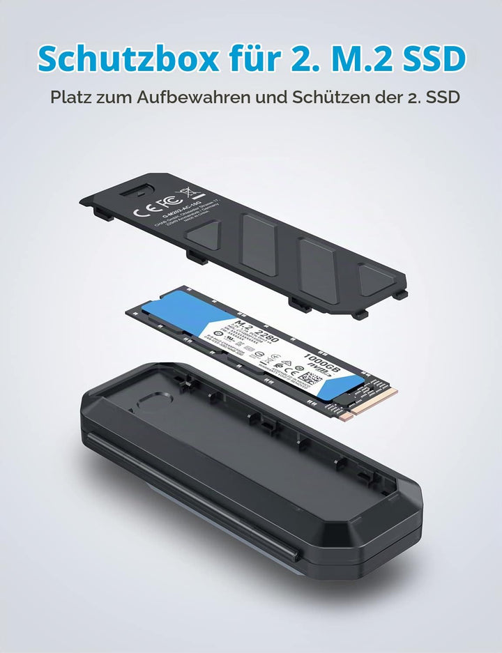 GRAUGEAR | M.2 NVMe &amp; NGFF SSD-Gehäuse | RTL9210B für alle M.2 Länge 2280, 2260, 2242, 2230 | USB 3.