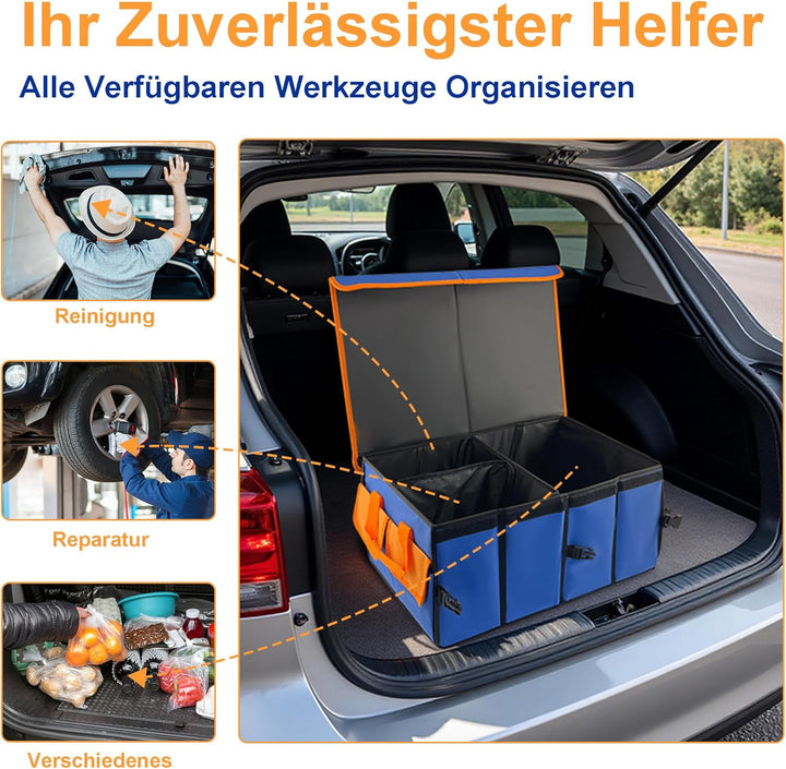 Premium Auto Kofferraumtasche mit Deckel, Praktisch 600D Oxfordstoff Kofferraum Organizer, Wasserdic