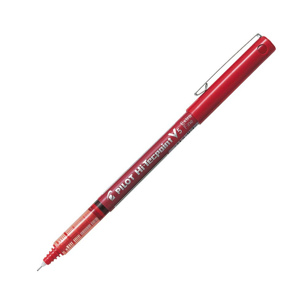 Pilot V5 Tintenroller mit Nadelspitze 0,5 mm Schreibspitze 0,3 mm Strichbreite 12 Stück rot rot 12 S