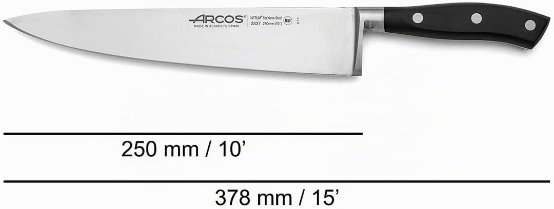 Arcos 233700 Serie Riviera - Kochmesser - Klinge aus Nitrum geschmiedetem Edelstahl 250 mm - HandGri