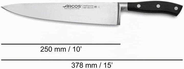 Arcos 233700 Serie Riviera - Kochmesser - Klinge aus Nitrum geschmiedetem Edelstahl 250 mm - HandGri