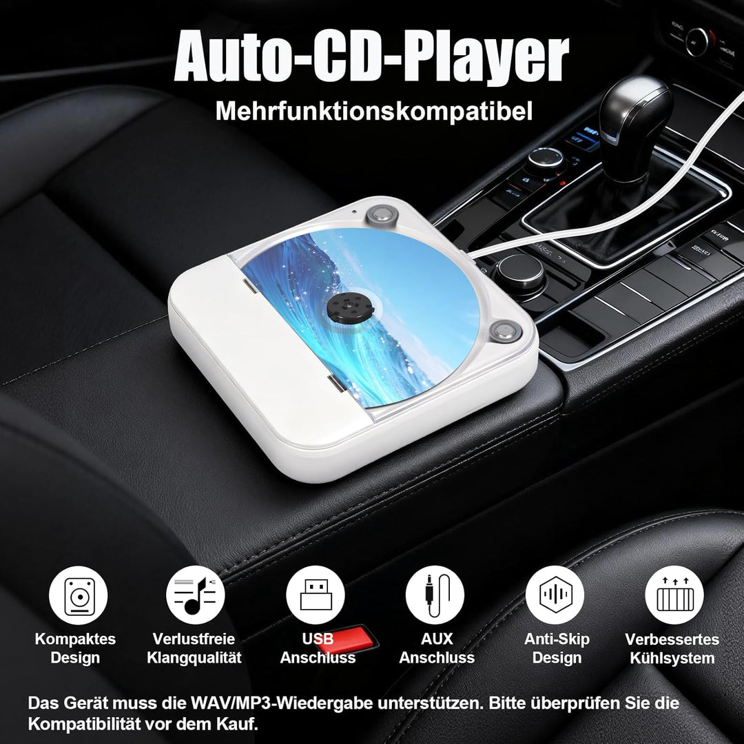 CD Player für Auto,Extern Universal Auto CD Player mit USB-Anschluss, AUX-Anschluss, Extra Controlle