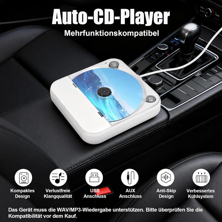 CD Player für Auto,Extern Universal Auto CD Player mit USB-Anschluss, AUX-Anschluss, Extra Controlle