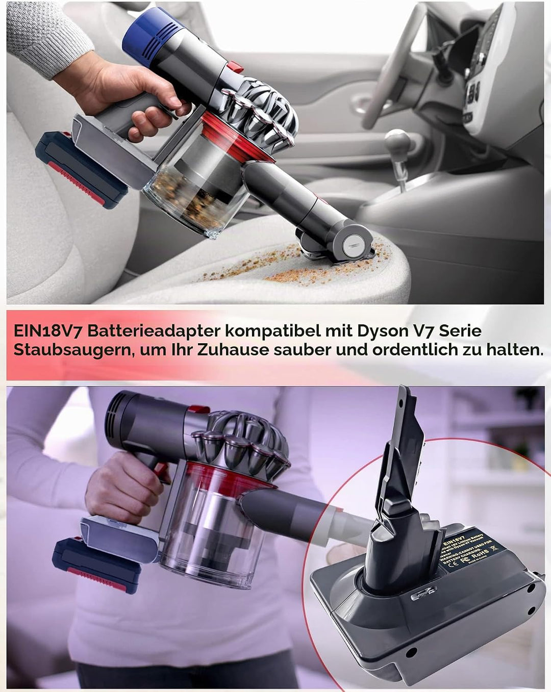 URUN für Dyson V8 Akku Adapter,EIN18V8 Adapter für Einhell 18V Lithium Akku, Arbeit für Dyson V8 Ser