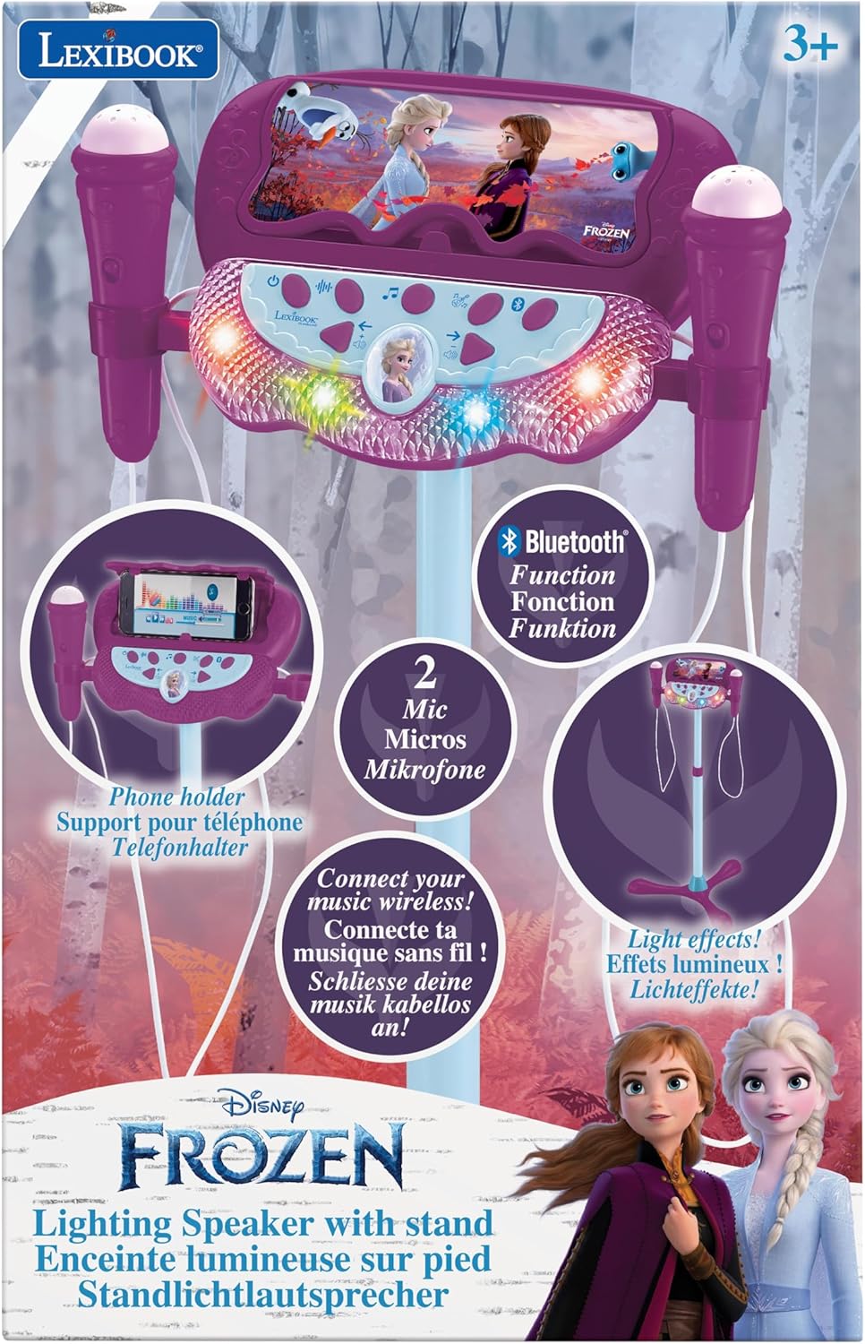 Lexibook Frozen Die Eiskönigin Standlichtlautsprecher für Kinder, musikalisches Spiel, verstellbare